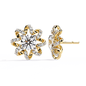 Pendientes de Diamantes Cultivados en Laboratorio, Certificados por IGI, Corte Brillante Redondo, Diseño de Halo Floral para Bodas y Fiestas - Product Image 2