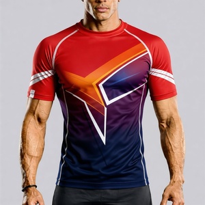 King Of The Rings <b>Boxing</b> Compression <b>Shirt</b> Men Short Sleeve Blue Green Sublimation Print Quick Dry Rash Guard - Product Image 2