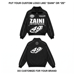 Custom <b>Windbreaker</b> Jacket 120 GSM Lightweight Nylon/Cotton Shell <b>Black</b> White Piping Full Zip Breathable Waterproof <b>Men's</b> - Product Image 1