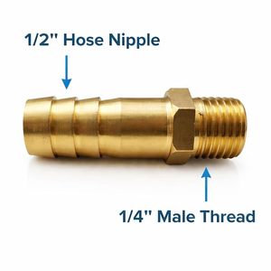 Conector de latón para manguera, rosca macho de 1/4" a boquilla de manguera de 1/2", conector de tubería AOL-013 - Product Image 5