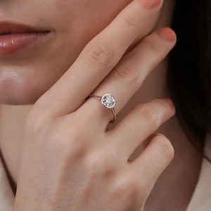 <b>Women</b> Round Brilliant Lab Grown Diamond Bezel <b>Set</b> Engagement <b>Ring</b> VVS2 Certified Solitaire Diamond Wedding <b>Ring</b> Fine - Product Image 2