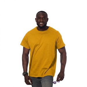 เสื้อยืดคอกลมแขนสั้นผู้ชายทรงปกติ สีพื้น ผ้าฝ้าย สไตล์ลำลอง ผ้าเจอร์ซีย์ถัก ย้อมสีเรียบ - Product Image 6