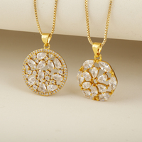 Collar con Colgante Geométrico Minimalista de Corazón/Flor, Chapado en Oro, con Cristales de Zirconia, Joyería de Moda para Mujer, Venta al Por Mayor QIKU
