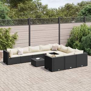 Ensemble de canapés de patio noir et blanc crème pour jardin, collection de meubles d'extérieur élégants - Product Image 1