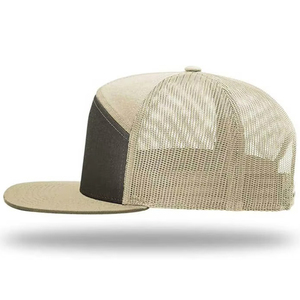Casquette Trucker en Toile Blanche et Bleue 5 Panneaux Réglable Unisexe Décontractée pour Extérieur Printemps-Été Image Courante - Product Image 2