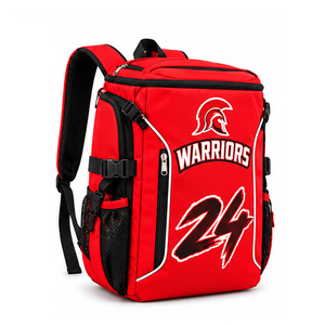 Sac à dos en nylon rouge Warriors 24, grande capacité, sac de sport, sangle réglable, fermeture à glissière, unisexe, sac à dos de sport décontracté - Product Image 4