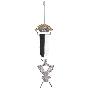 Knights Templar Recorder Officers Breast Jewel Gold Finish with White Black Ribbon Masonic Regalia Award <b>Badge</b> - Product Image 1