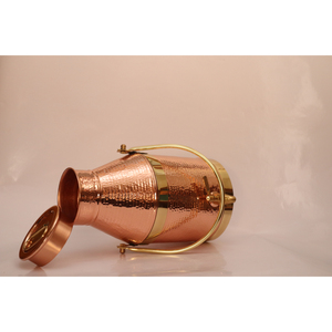 Distributeur d'eau en cuivre pur avec robinet et couvercle en laiton anti-fuite, pot Matka en cuivre traditionnel martelé à la main, réservoir de stockage pour la maison - Product Image 5