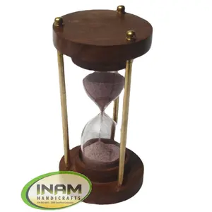 Náutico de madera y latón de arena/de madera y latón temporizador de arena - Product Image 1