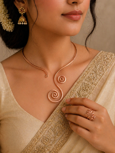 Collier en fil de cuivre fait main avec motif en spirale, motif de défilement exquis, bijoux en métal de luxe - Product Image 5