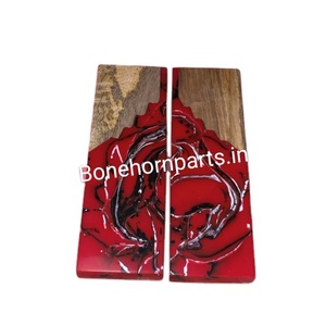 ด้ามมีดเรซิ่นไม้สีแดงดำแบบไฮบริดใหม่ ลายไม้โบราณ งานฝีมือธรรมชาติ สัมผัสเหมือนจริง - Product Image 1