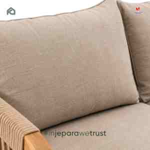 Luxury Teak Wood <b>Outdoor</b> Patio <b>Sofa</b> 3 Seater with Woven Rope Arms and <b>Cushions</b> for Garden Poolside Resort - Product Image 6