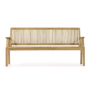 Teak Garden <b>Bench</b> Arms Solid Wood Outdoor Patio Furniture Traditional Design Durable Tapered Legs Waterproof Eco-Friendly - Product Image 2