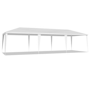 Tenda per Feste in Rete Bianca 10x30FT con 8 Pareti Laterali, 2 Porte con Cerniera, 6 Pannelli a Rete, Doppio Tetto in PE Bianco, Telaio in Acciaio Verniciato a Polvere - Product Image 4
