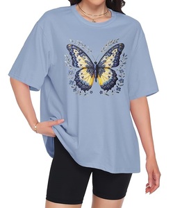 Nueva Colección de Camisetas de Mujer Estampadas 100% Algodón, Manga Corta, Cuello Redondo, Hombros Caídos, Talla Grande, Cómodas, de Bangladesh - Product Image 2