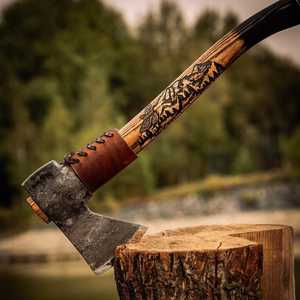 Hacha de Construcción Personalizada Hecha a Mano y Forjada en Acero al Carbono, Hoja de 3 1/2 Pulgadas, Mango Tallado en Madera, Regalo de Cocina de Alta Calidad, Cuero - Product Image 5