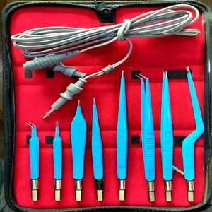 Juego de Pinzas Bipolares Tipo Euro de 9 Piezas Jamso Industries JI-4494, Cable de Silicona Reutilizable, Acabado Azul, Uso en Cirugía General, CE - Product Image 5