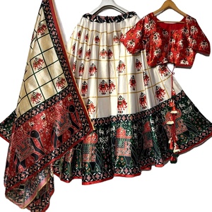 Lehenga choli-tela de seda con estampado Digital para mujeres, tejido de seda para fiesta, estilo indio - Product Image 1