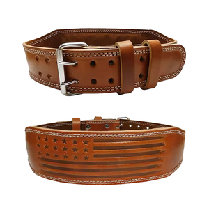 Custom Embossed Logo 4" Leather Weightlifting <b>Belt</b> Professional High Quality Adjustable Non-Slip Genuine Full Grain Leather - Product Image 1