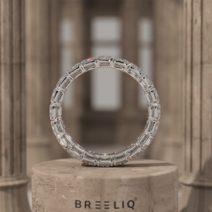 Anillo de Eternidad de Diamantes Cultivados en Laboratorio con Forma de Esmeralda en Oro de 14K, Anillo de Boda de Diseño para Mujer - Product Image 3