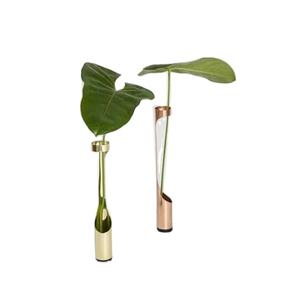 Set of Two Modern Metal <b>Vases</b> Minimalist Design for Leaf Stem Decoration Living Room Office Table Home Decorative Pieces - Product Image 1