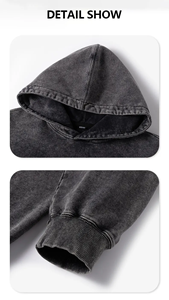 Sweat à capuche surdimensionné personnalisé pour homme, 100 % coton, teint en pièce, en molleton bouclette, couleur unie, anti-boulochage, coupe épaules tombantes, pour l'automne - Product Image 5