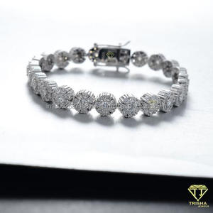 Bracelet en Argent Glacé Moissanite de Luxe Unisexe Classique Cluster Diamant Hip Hop Bling Bijoux Étanche Fine Chaîne Bracelet à Maillons - Product Image 6