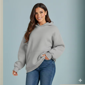 Sudadera Larga de Invierno para Mujer, Ligera, de Terciopelo, Fibra de Bambú, Informal, Holgada, Suave y Cómoda, Estilo Urbano - Product Image 1