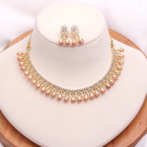 RAY FINE ORNATES <b>Ruby</b> Pink Vintage Choker <b>Necklace</b> Set Gold Plated Statement Jewelry Evening Earrings Rajasthan Party Wear - Product Image 2