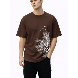 Camiseta de Manga Corta para Hombre, Cuello Redondo, Color Marrón, Corte Regular, Estilo Casual, de Algodón Jersey - Product Image 2