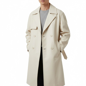 Solid Trader Premium Quality Light Weight Top Quality Sleek Minimalist Appearance Elegant Outerwear Mens <b>Long</b> <b>Leather</b> <b>Jacket</b> - Product Image 1