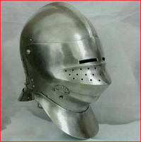 Réplique de casque de tournoi de chevalier en armure fermée, acier poli de calibre 18, traditionnel
