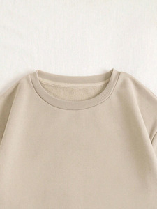 Sudadera Oversize de Cuello Redondo para Mujer, Color Sólido, Hombros Caídos, Tejido de Algodón Transpirable, Ropa de Otoño - Product Image 4