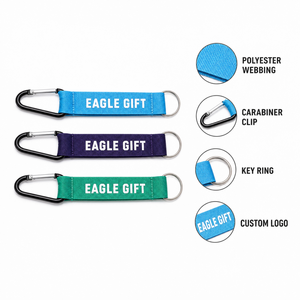 Porte-clés personnalisé en nylon court et portable avec mousqueton robuste en fer pour l'escalade, boucle métallique et sangles en sangle pour clés - Product Image 1