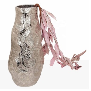 New Arrival Silver Metal Hammered <b>Tall</b> <b>Vase</b> Modern Table <b>Vase</b> Decorative Metal Flower <b>Vase</b> for Home Office Living Room Decor - Product Image 3