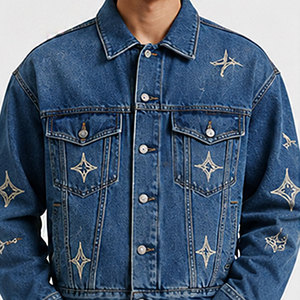Ensemble de jeans décontractés pour homme en coton 100% premium, brodé, respirant, pour l'hiver, veste et pantalon durables, vêtements de mode streetwear - Product Image 6