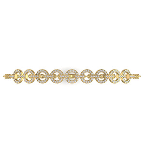 Pulsera de Oro Sólido de 14K con Diamante Cultivado en Laboratorio de Corte Brillante, Color Clásico E, Diseño de Halo Circular Abierto, Claridad VVS1, para Mujer - Product Image 2
