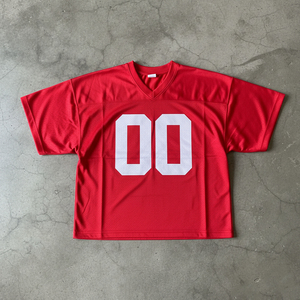 เสื้อยืดเจอร์ซีย์ฟุตบอลแขนสั้นทรงโอเวอร์ไซส์ ผ้าโพลีเอสเตอร์ตาข่าย พิมพ์ลายกราฟิกโลโก้ สีบล็อก สไตล์สตรีทแวร์ - Product Image 2