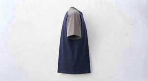 Men's Navy <b>Blue</b> And Gray Raglan Sleeve O-Neck <b>T</b>-Shirt Regular Fit Quick Dry <b>t</b> Shirt For Man - Product Image 2