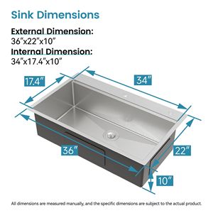 Lavello da cucina singolo da 90x55 cm in acciaio inossidabile fatto a mano, da incasso, con griglia scolapiatti e tagliere, finitura spazzolata - Product Image 5