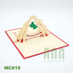 ANN HANDICRAFT MC019 Tarjetas de Felicitación Personalizadas con Campanas Navideñas Cortadas con Láser 3D, Acabado Mate y Estampado en Caliente - Product Image 6
