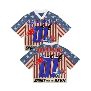 Camiseta Gráfica Personalizada con Monograma para Hombre, 100% Poliéster, Sublimada, Estilo Jersey de Fútbol Americano, Cuello en V, Malla Oversize - Product Image 6