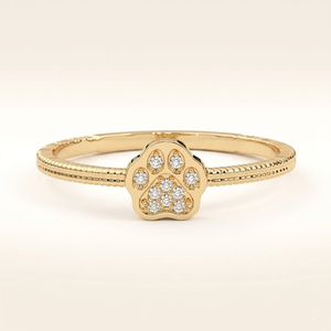 Anillo de compromiso minimalista de oro amarillo macizo de 10K con diseño de eternidad y diamantes engastados en punta, joyería apilable para amantes - Product Image 1