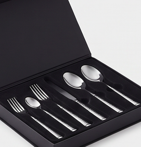 Ensemble de couverts en acier inoxydable avec manche martelé, finition miroir, compatible lave-vaisselle, design minimaliste pour événements de mariage - Product Image 6
