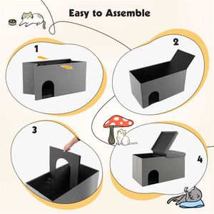 Lussuosa Cassetta per Gatti Grigia con Recinzione, Tappetino Anti-Urina, Ampia Ingresso Quadrata, Sgabello Portascarpe per la Pulizia degli Animali Domestici, Ideale per il Soggiorno - Product Image 4