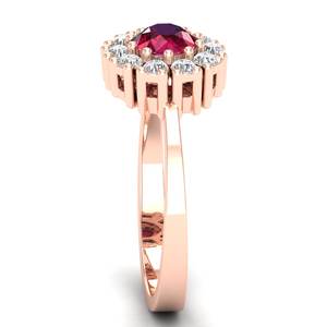 Anillo Halo con Rubí de Corte Redondo de 0.5 Quilates de Alta Calidad REYES para Mujer, Oro Sólido de 14K/18K, Joyería con Moissanita Certificada GRA - Product Image 3