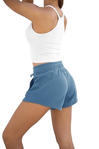 Pantalones cortos informales de verano de secado rápido de cintura alta para mujer hechos en fábrica, pantalones cortos deportivos para gimnasio, Yoga, ropa deportiva con bolsillos - Product Image 5