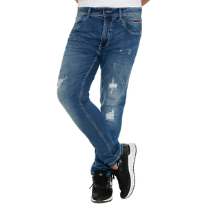 <b>Men's</b> Casual Streetwear <b>Biker</b> Denim <b>Jeans</b> Ripped Knee Cut OEM Waterproof Cotton Fabric Fade Technics Fly Pockets Customizable - Product Image 6