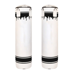 Sac de frappe sur pied blanc avec motif goutte de pluie noir en tissu Oxford durable, rempli de sable, fermeture éclair, pour entraînement de boxe adulte - Product Image 6
