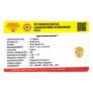 Loose 3.03 Carat Oval Cut Yellow Sapphire Gemstone for Fine Jewelry 10x12mm - Product Image 4